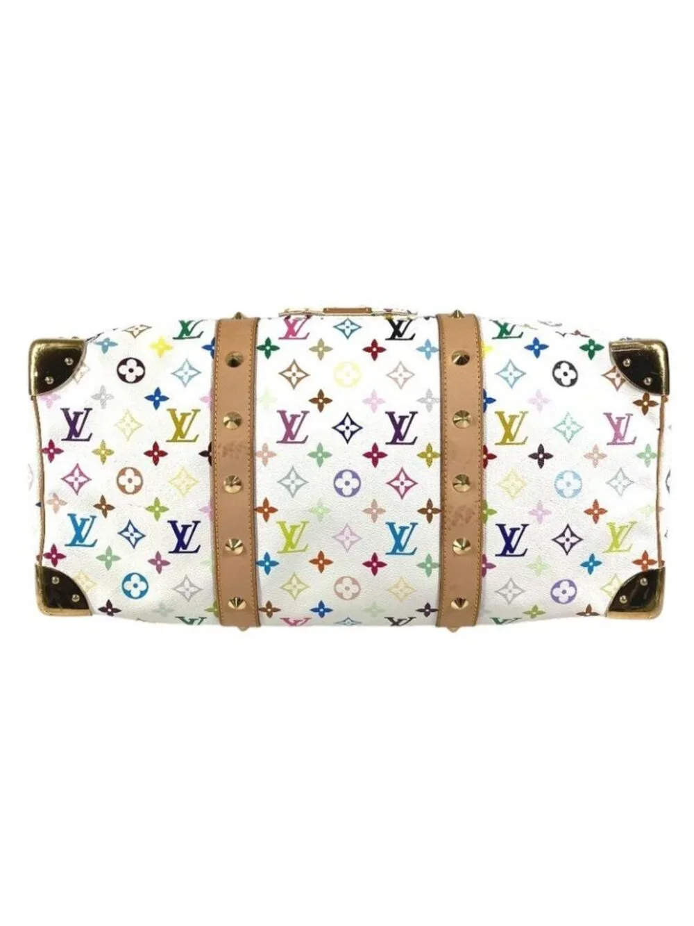 Louis Vuitton Boston Bag Keepall 45 Monogram Multicolor Canvas Blanc White - Picture 5 of 9